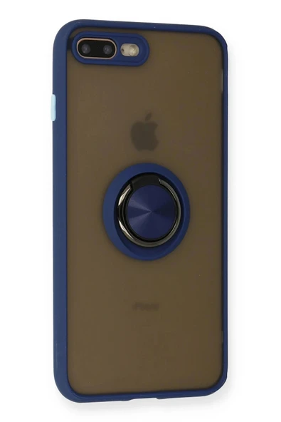 LitaeTrend iPhone 7 Plus Kılıf Montreal Yüzüklü Silikon Kapak - Lacivert - Resim 2