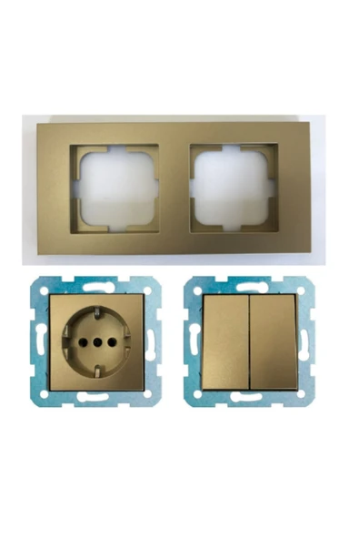 Asyagrup Ovivo Titanyum İkili Set ( priz,ikili anahtar ) - Çerçeve Dahil ürün görseli