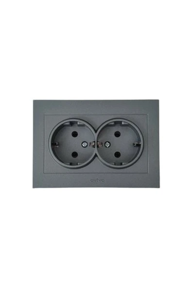 Ovivo Grano Füme Ikili Topraklı Priz Çerçeveli ürün görseli