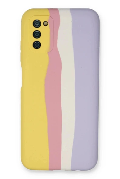 LitaeTrend Samsung Galaxy A03S Kılıf Ebruli Lansman Silikon - Sarı-Mavi ürün görseli 1