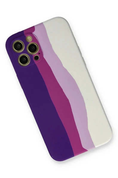LitaeTrend iPhone 12 Pro Max Kılıf Ebruli Lansman Silikon - Mor-Beyaz - Resim 2