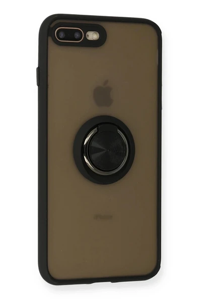 LitaeTrend iPhone 7 Plus Kılıf Montreal Yüzüklü Silikon Kapak - Siyah - Resim 2