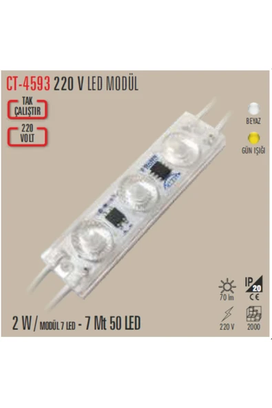 Ct-4593 Kristal Mercek 220v Led Modül Aydınlatma (GÜNIŞIĞI) 20 Adet Takım - Resim 2