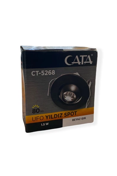 Ct-5268 1.5w Hareketli Led Ufo Yıldız Spot 6400k Beyaz Işık Siyah Kasa - Resim 2