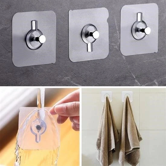 BUFFER® Süper Güçlü Çerçeve Askısı Pin Delgisiz Vidalı Tırnak Kanca Yapışkanlı Raf Tutucu Askı 4 Adet - Resim 5