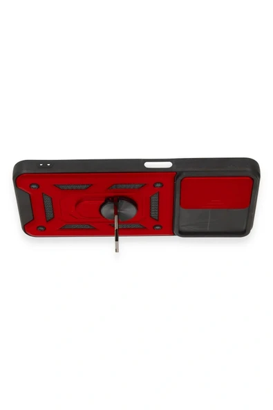 LitaeTrend Realme C35 Kılıf Pars Lens Yüzüklü Silikon - Kırmızı - Resim 3