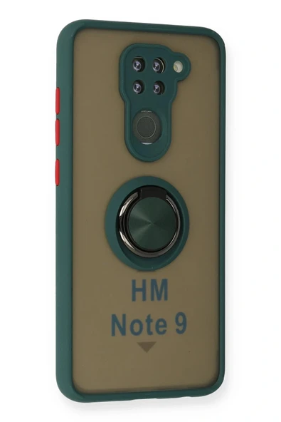 LitaeTrend Xiaomi Redmi Note 9 Kılıf Montreal Yüzüklü Silikon Kapak - Yeşil - Resim 2