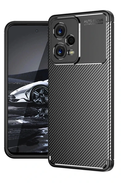 LitaeTrend Xiaomi Poco X5 5G Kılıf Auto Focus Karbon Kapak - Siyah ürün görseli 1