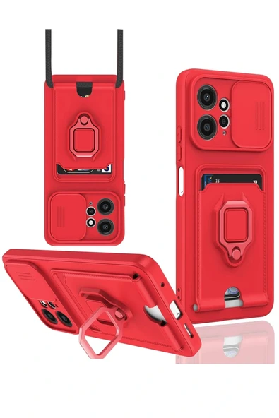 LitaeTrend Xiaomi Redmi Note 12 4G Kılıf Zuma Kartvizitli Yüzüklü Silikon - Kırmızı ürün görseli 1