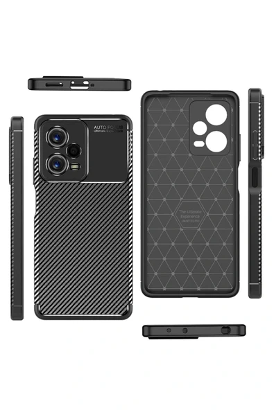 LitaeTrend Xiaomi Poco X5 5G Kılıf Auto Focus Karbon Kapak - Siyah - Resim 6