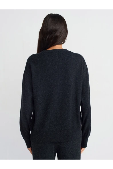10633 DİLVİN BİSİKLET YAKA BASİC TRİKO KAZAK - Resim 2