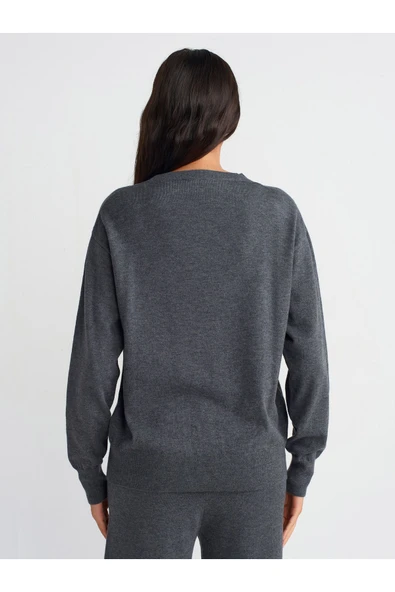 10633 DİLVİN BİSİKLET YAKA BASİC TRİKO KAZAK - Resim 6