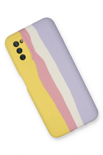 LitaeTrend Samsung Galaxy A03S Kılıf Ebruli Lansman Silikon - Sarı-Mavi - Resim 2