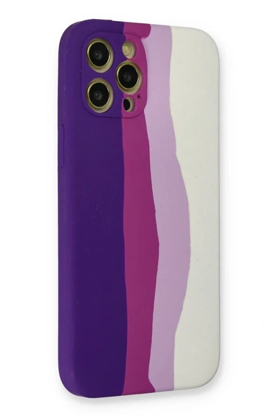 LitaeTrend iPhone 12 Pro Max Kılıf Ebruli Lansman Silikon - Mor-Beyaz - Resim 3
