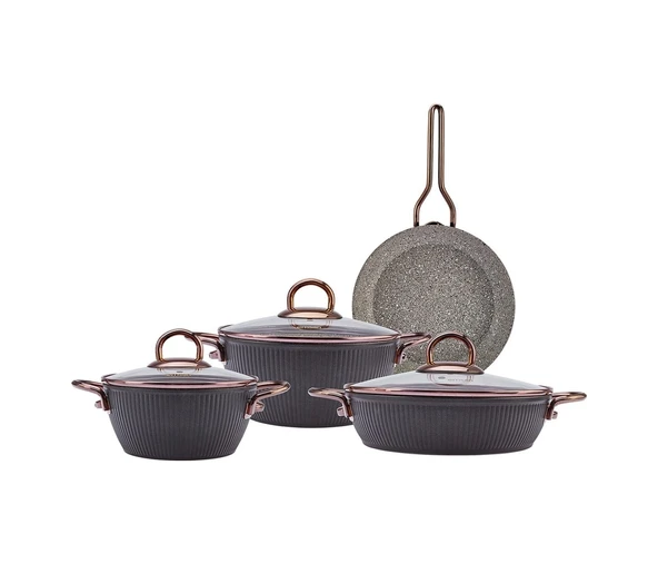 Emsan Line Siyah Rose 7 Parça Granit Tencere Seti ürün görseli