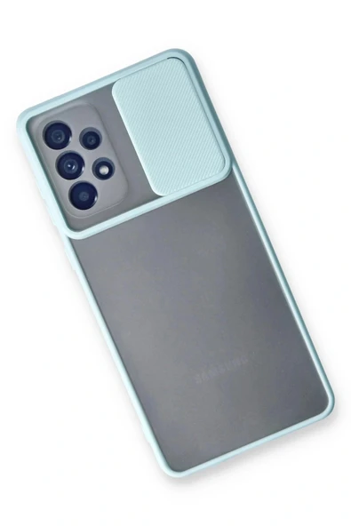 LitaeTrend Samsung Galaxy A33 5G Kılıf Palm Buzlu Kamera Sürgülü Silikon - Turkuaz - Resim 3