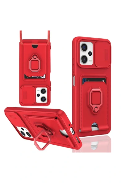 LitaeTrend Xiaomi Poco X5 5G Kılıf Zuma Kartvizitli Yüzüklü Silikon - Kırmızı ürün görseli 1