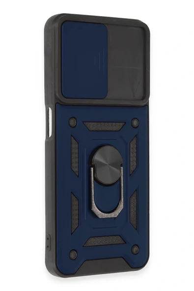 LitaeTrend Realme C35 Kılıf Pars Lens Yüzüklü Silikon - Lacivert - Resim 2