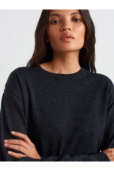 10633 DİLVİN BİSİKLET YAKA BASİC TRİKO KAZAK - Resim 4