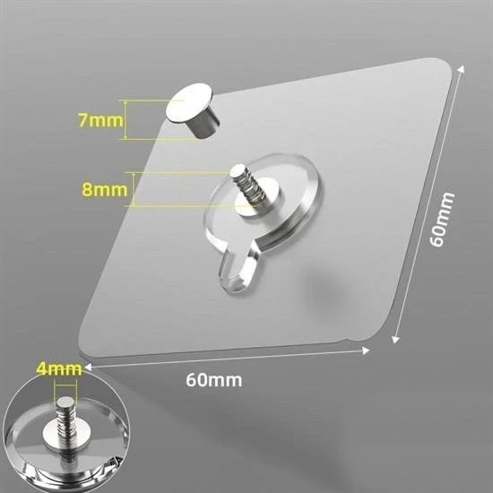 BUFFER® Süper Güçlü Çerçeve Askısı Pin Delgisiz Vidalı Tırnak Kanca Yapışkanlı Raf Tutucu Askı 4 Adet - Resim 4