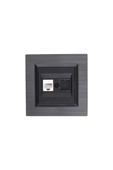 Vsn Ovivo Quantum Metalik Siyah Numeris Telefon Priz+Manyetik Gri Tekli Çerçeve ürün görseli 1