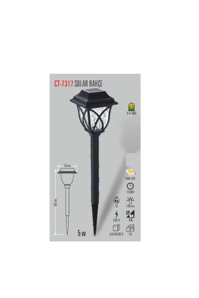 Ct-7317 5w Solar Bahçe Armatürü ürün görseli