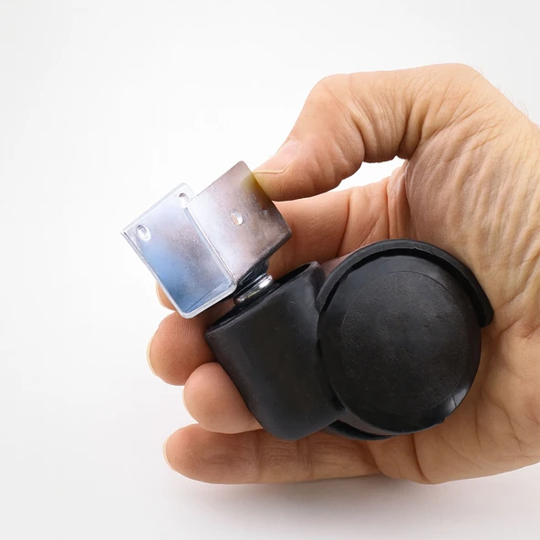 4 Adet Dönerli Koltuk Tekeri Kısa U Tablalı Siyah Metal Gövde Dayanıklı 360 Derece Döner Mekanizma - Resim 6