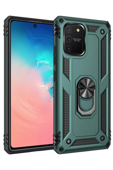 LitaeTrend Samsung Galaxy A91 / S10 Lite Kılıf Sofya Yüzüklü Silikon Kapak - Yeşil ürün görseli 1