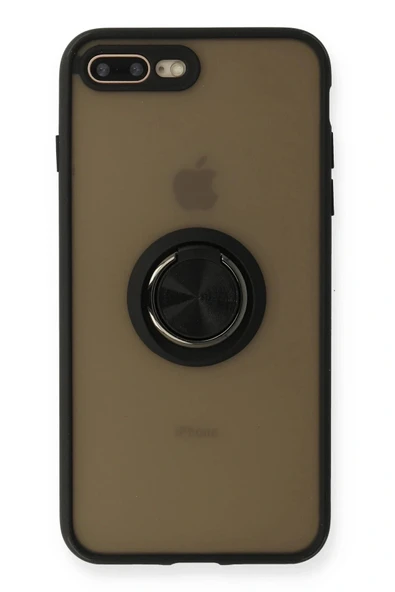 LitaeTrend iPhone 7 Plus Kılıf Montreal Yüzüklü Silikon Kapak - Siyah ürün görseli 1