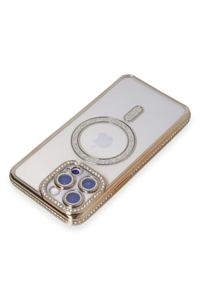 LitaeTrend iPhone 14 Pro Kılıf Joke Simli Magneticsafe Kılıf - Gold - Resim 2