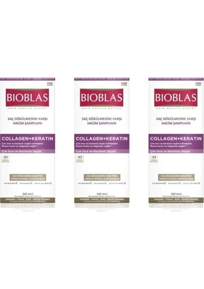 Bioblas Şampuan 360 ml Collagen - Keratin Hacim Şampuanı x 3 Adet - Resim 2