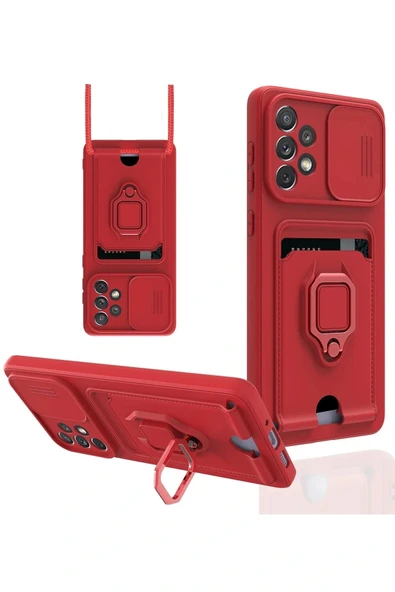 LitaeTrend Samsung Galaxy A33 5G Kılıf Zuma Kartvizitli Yüzüklü Silikon - Kırmızı ürün görseli 1