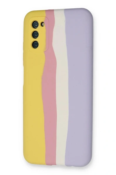 LitaeTrend Samsung Galaxy A03S Kılıf Ebruli Lansman Silikon - Sarı-Mavi - Resim 3