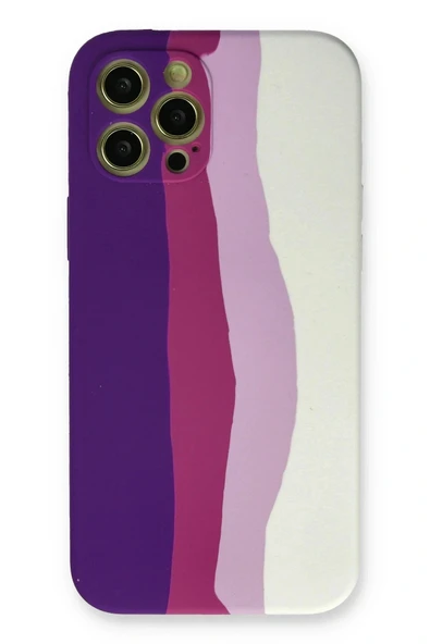 LitaeTrend iPhone 12 Pro Max Kılıf Ebruli Lansman Silikon - Mor-Beyaz ürün görseli 1