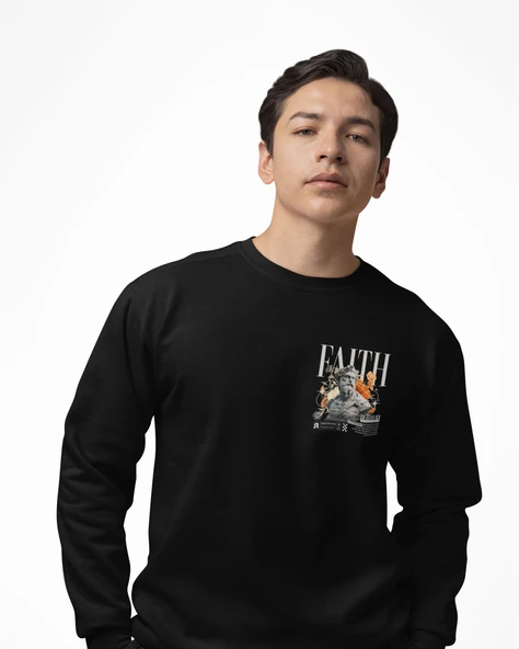 Baskılı Unisex, Sıfır Yaka Regular Sweatshirt - Resim 4