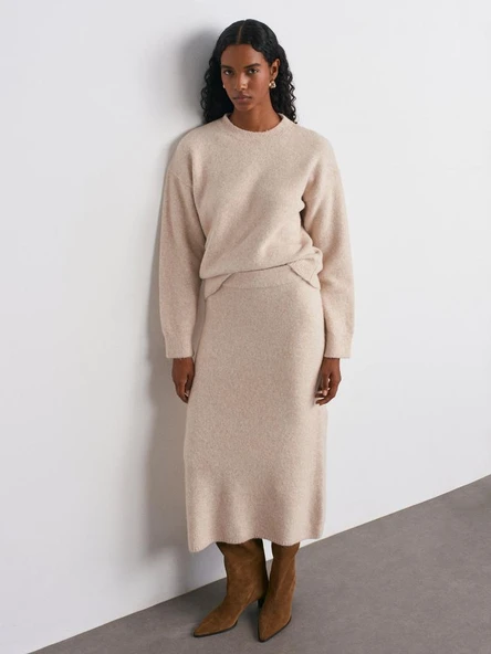 80115 DİLVİN BELİ LASTİKLİ TRİKO ETEK - Resim 7