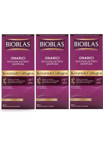 Bioblas Şampuan 360 ml Collagen - Keratin Hacim Şampuanı x 3 Adet ürün görseli