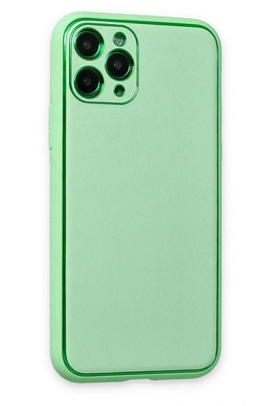 LitaeTrend iPhone 11 Pro Kılıf Coco Deri Silikon Kapak - Açık Yeşil - Resim 2
