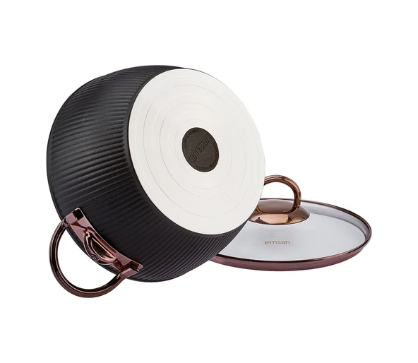 Emsan Line Siyah Rose 7 Parça Granit Tencere Seti - Resim 5