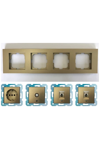 Ovivo Grano Titanyum Dörtlü - Tv - Nümeris (telefon) - Data Cat 6 Internet- Topraklı Priz ürün görseli