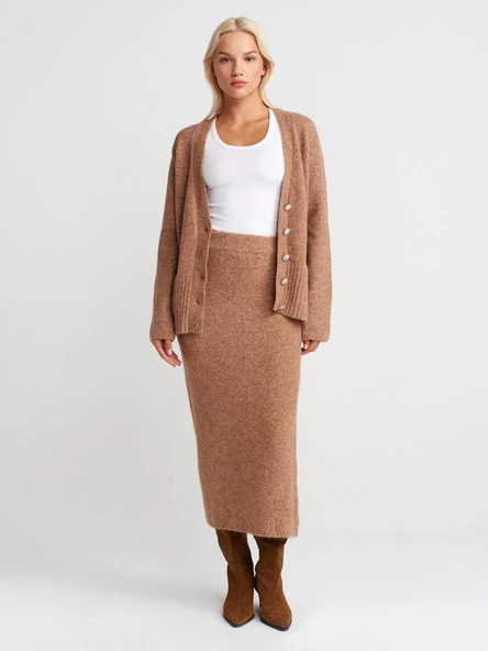 80115 DİLVİN BELİ LASTİKLİ TRİKO ETEK - Resim 12