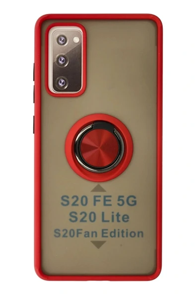 LitaeTrend Samsung Galaxy S20 FE Kılıf Montreal Yüzüklü Silikon Kapak - Kırmızı ürün görseli 1