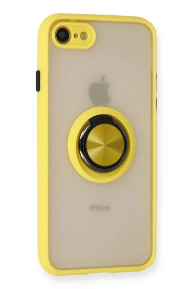 LitaeTrend iPhone 7 Kılıf Montreal Yüzüklü Silikon Kapak - Sarı - Resim 2