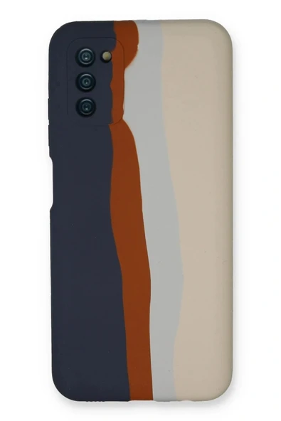 LitaeTrend Samsung Galaxy A03S Kılıf Ebruli Lansman Silikon - Lacivert-Krem ürün görseli 1