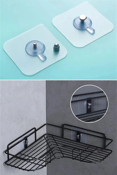 BUFFER® Süper Güçlü Çerçeve Askısı Pin Delgisiz Vidalı Tırnak Kanca Yapışkanlı Raf Tutucu Askı 4 Adet - Resim 8