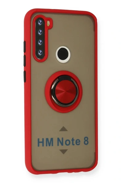 LitaeTrend Xiaomi Redmi Note 8 Kılıf Montreal Yüzüklü Silikon Kapak - Kırmızı - Resim 2