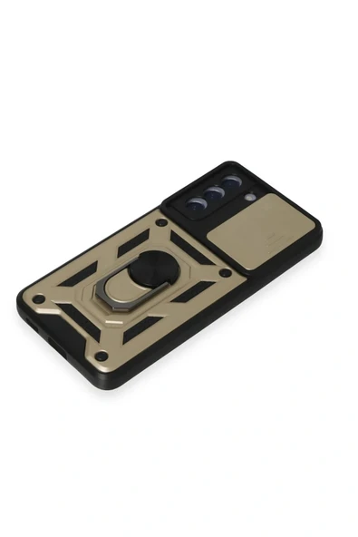 LitaeTrend Samsung Galaxy S21 FE Kılıf Pars Lens Yüzüklü Silikon - Gold - Resim 5