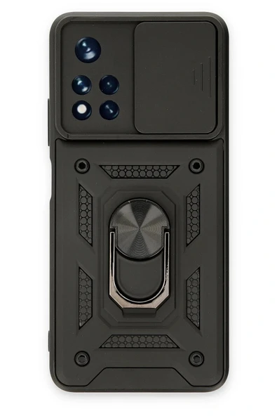 LitaeTrend Xiaomi Poco M4 Pro 5G Kılıf Pars Lens Yüzüklü Silikon - Siyah ürün görseli 1