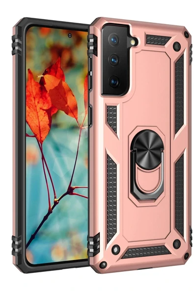 LitaeTrend Samsung Galaxy S21 Kılıf Sofya Yüzüklü Silikon Kapak - Rose ürün görseli 1