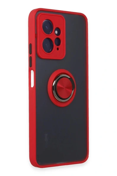 LitaeTrend Xiaomi Redmi Note 12 4G Kılıf Montreal Yüzüklü Silikon Kapak - Kırmızı - Resim 2